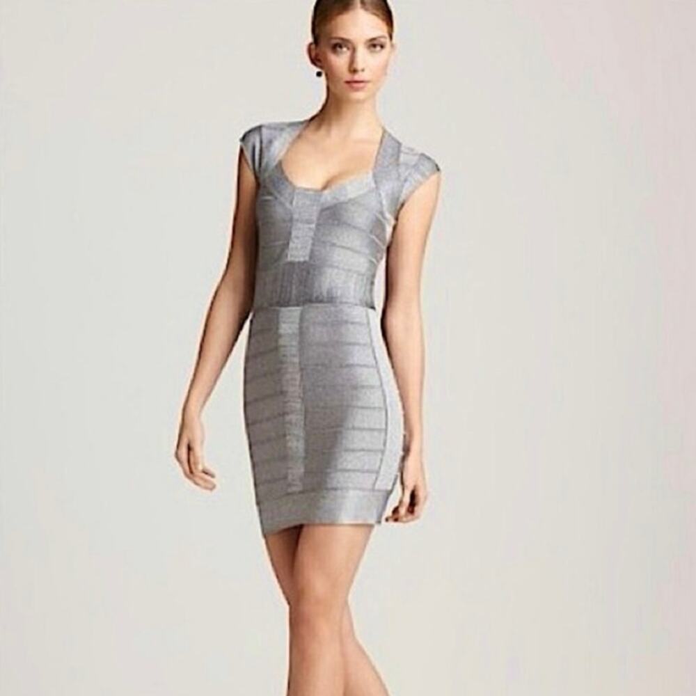 Metallic Bandage French Connection Silver Dress SZ 6 NWT